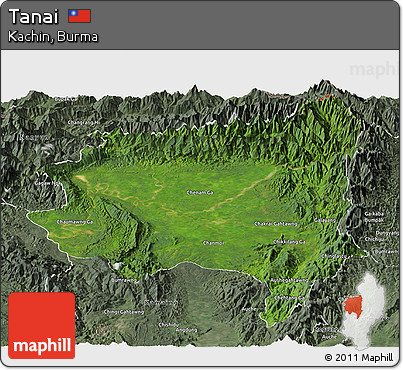 Satellite Panoramic Map of Tanai, semi-desaturated