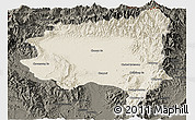 Shaded Relief Panoramic Map of Tanai, darken