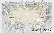 Shaded Relief Panoramic Map of Tanai, desaturated