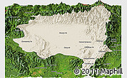 Shaded Relief Panoramic Map of Tanai, satellite outside