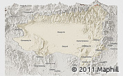 Shaded Relief Panoramic Map of Tanai, semi-desaturated