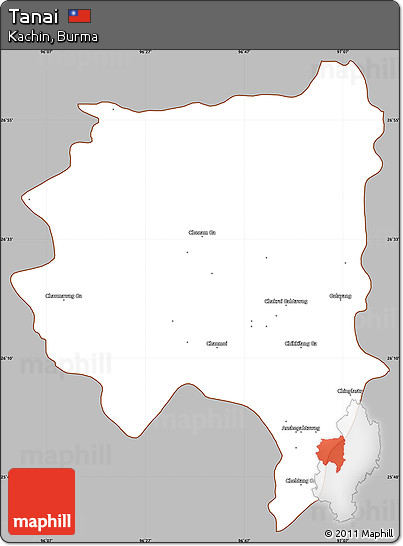 Gray Simple Map of Tanai, cropped outside
