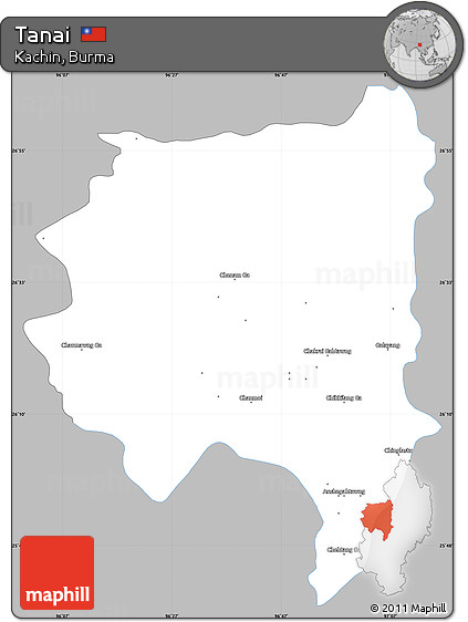 Gray Simple Map of Tanai, single color outside