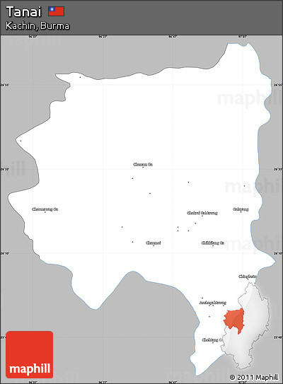 Gray Simple Map of Tanai, single color outside