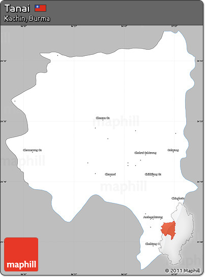 Gray Simple Map of Tanai, single color outside