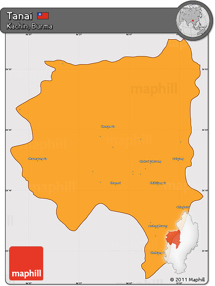 Political Simple Map of Tanai, cropped outside