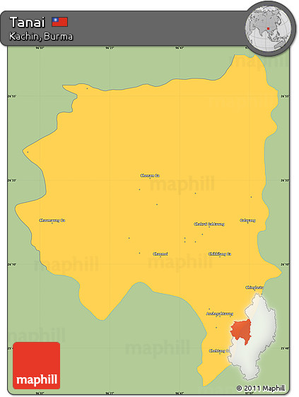 Savanna Style Simple Map of Tanai, single color outside