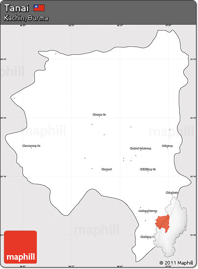 Silver Style Simple Map of Tanai, cropped outside