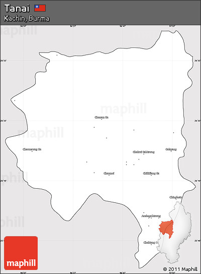 Silver Style Simple Map of Tanai, cropped outside