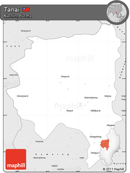 Silver Style Simple Map of Tanai