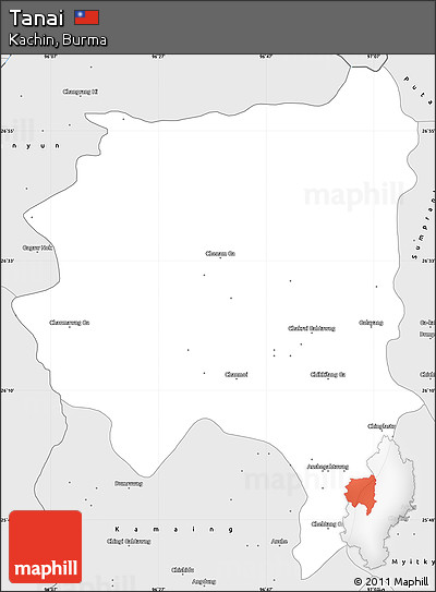 Silver Style Simple Map of Tanai
