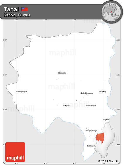 Silver Style Simple Map of Tanai, single color outside