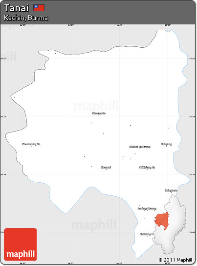 Silver Style Simple Map of Tanai, single color outside
