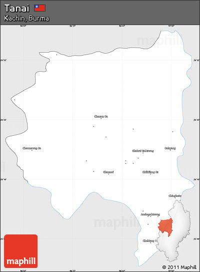 Silver Style Simple Map of Tanai, single color outside