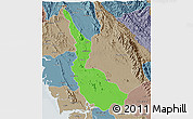Political 3D Map of Pa-An, semi-desaturated