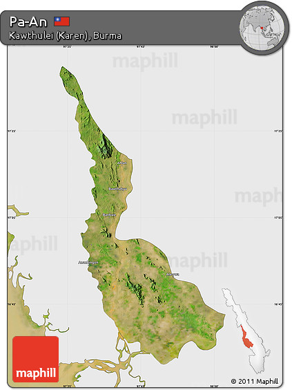 Satellite Map of Pa-An, single color outside