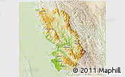 Physical 3D Map of Thandaung, lighten