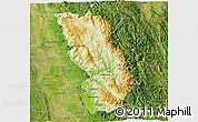 Physical 3D Map of Thandaung, satellite outside