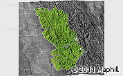 Satellite 3D Map of Thandaung, desaturated