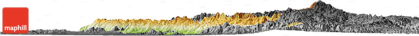 Physical Horizon Map of Thandaung, darken, desaturated