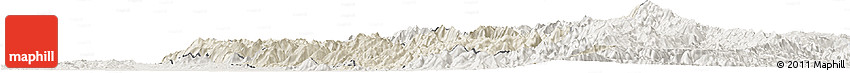 Shaded Relief Horizon Map of Thandaung, lighten