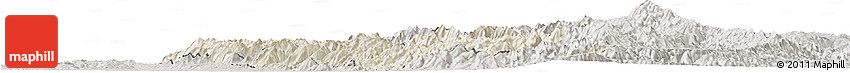 Shaded Relief Horizon Map of Thandaung, semi-desaturated