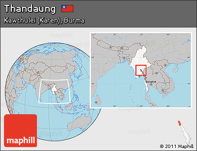 Gray Location Map of Thandaung, highlighted country, highlighted parent region, within the entire country