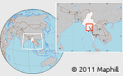 Gray Location Map of Thandaung, highlighted country, highlighted parent region, within the entire country