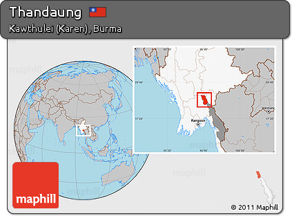Gray Location Map of Thandaung, highlighted country, highlighted parent region