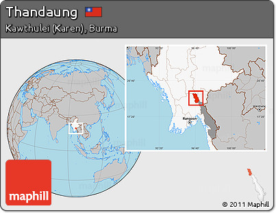 Gray Location Map of Thandaung, highlighted country, highlighted parent region