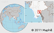 Gray Location Map of Thandaung, highlighted country, highlighted parent region