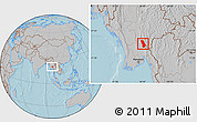 Gray Location Map of Thandaung, hill shading
