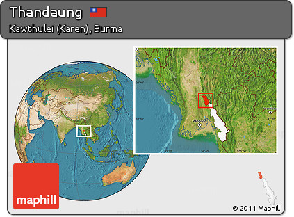Satellite Location Map of Thandaung, highlighted parent region