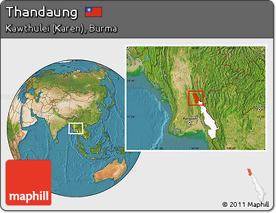 Satellite Location Map of Thandaung, highlighted parent region