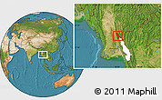 Satellite Location Map of Thandaung, highlighted parent region