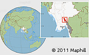 Savanna Style Location Map of Thandaung, highlighted country, highlighted parent region