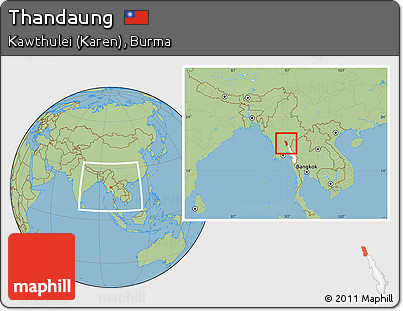 Savanna Style Location Map of Thandaung, highlighted parent region, within the entire country