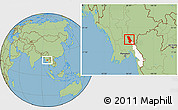 Savanna Style Location Map of Thandaung, highlighted parent region