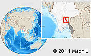 Shaded Relief Location Map of Thandaung, highlighted country, highlighted parent region
