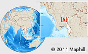 Shaded Relief Location Map of Thandaung, highlighted parent region