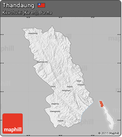 Gray Map of Thandaung, single color outside