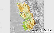Physical Map of Thandaung, lighten, desaturated