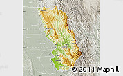 Physical Map of Thandaung, lighten, semi-desaturated