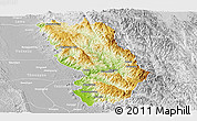 Physical Panoramic Map of Thandaung, lighten, desaturated