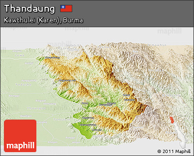 Physical Panoramic Map of Thandaung, lighten