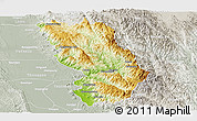 Physical Panoramic Map of Thandaung, lighten, semi-desaturated