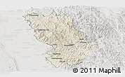 Shaded Relief Panoramic Map of Thandaung, lighten, semi-desaturated