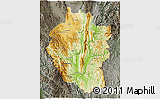Physical 3D Map of Kayah, darken, semi-desaturated