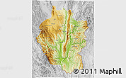 Physical 3D Map of Kayah, lighten, desaturated