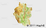 Physical 3D Map of Kayah, single color outside